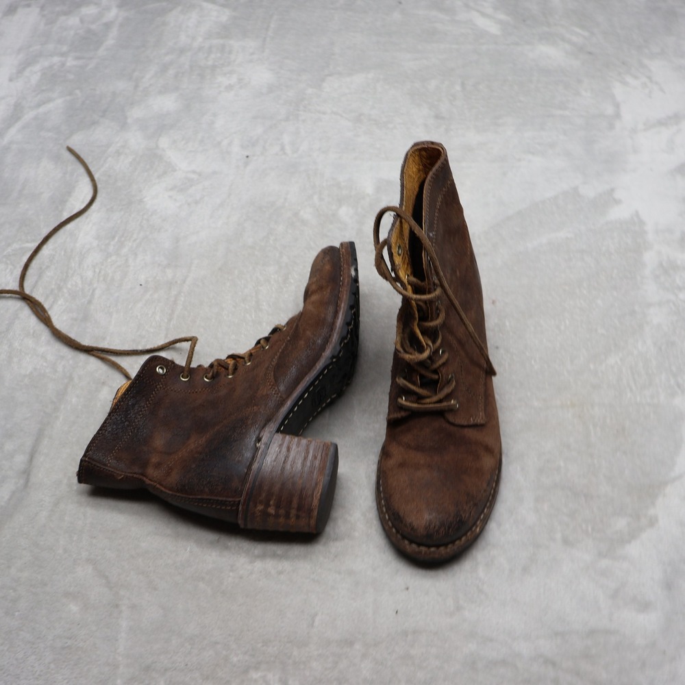 Frye Boots Womens 8M Brown Leather Sabrina 6G Lace-Up Block Heel USA VTG 775911